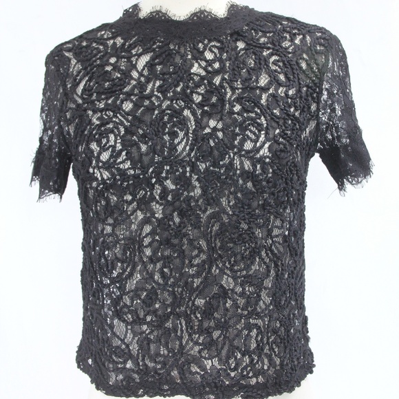 Zara Tops - Zara Crop Top Small Lace Shirt women NEW Black